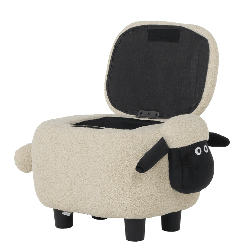 Children’s stool with chest - beige sheep