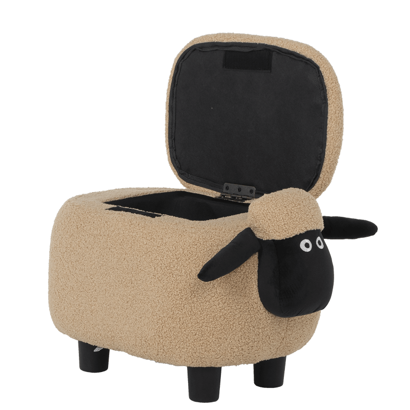 Children's stool with chest - dark beige sheepskin
