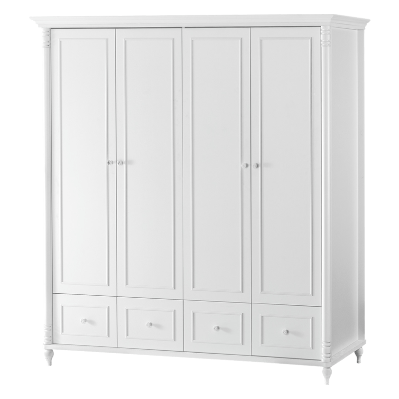 Four-door children's wardrobe with drawers NIL - white