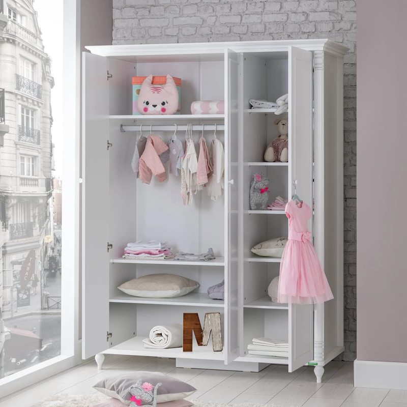Three-door children's wardrobe NIL - white