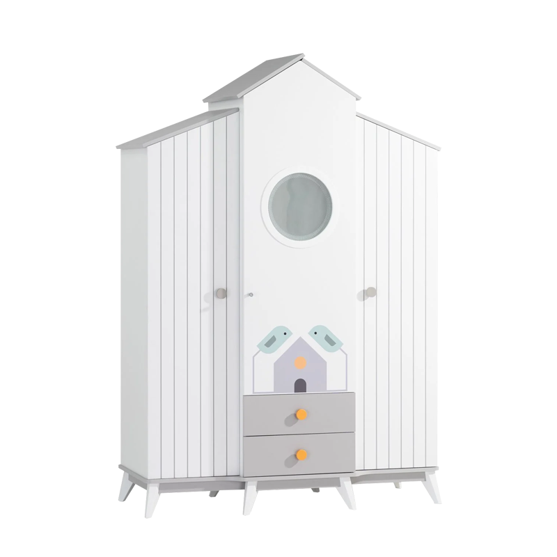 Three-door children's wardrobe BIRD HOUSE