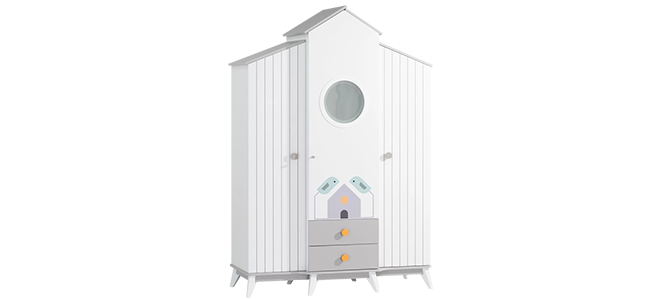Three-door children's wardrobe BIRD HOUSE