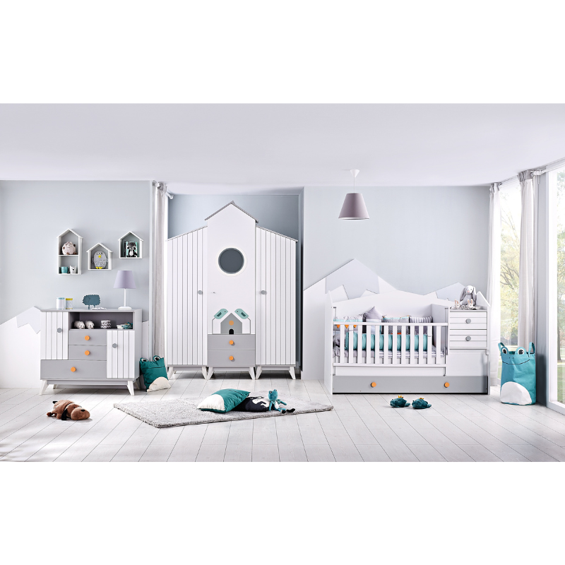 Three-door children's wardrobe BIRD HOUSE