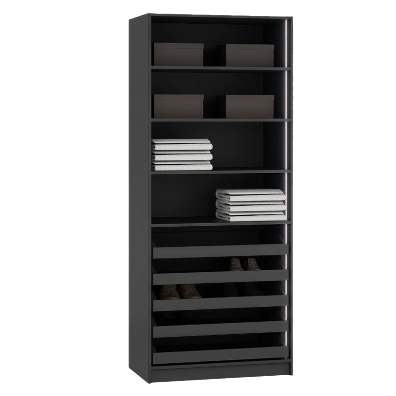 Double-door wardrobe with drawers YORK - graphite