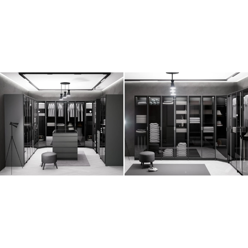 Double-door wardrobe with drawers YORK - graphite