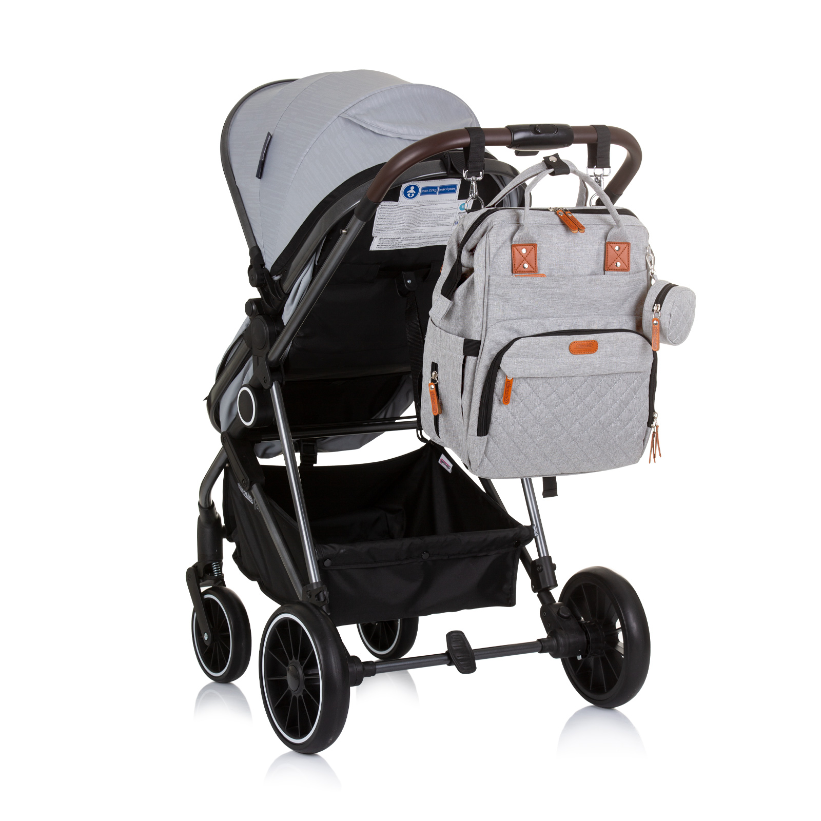 Backpack/ Diaper bag for stroller ash grey