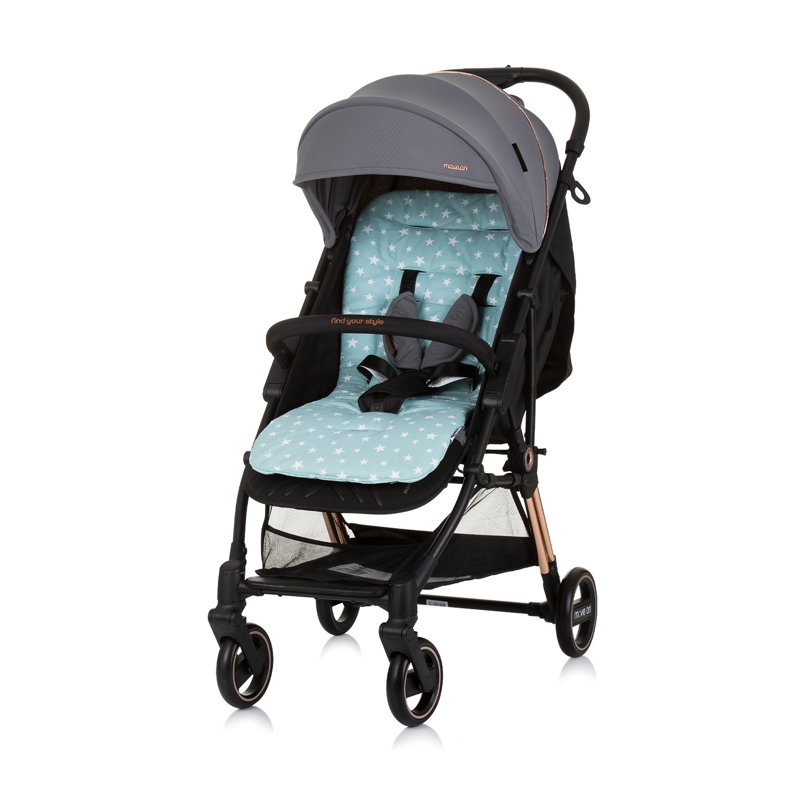 Soft stroller liner mint/stars