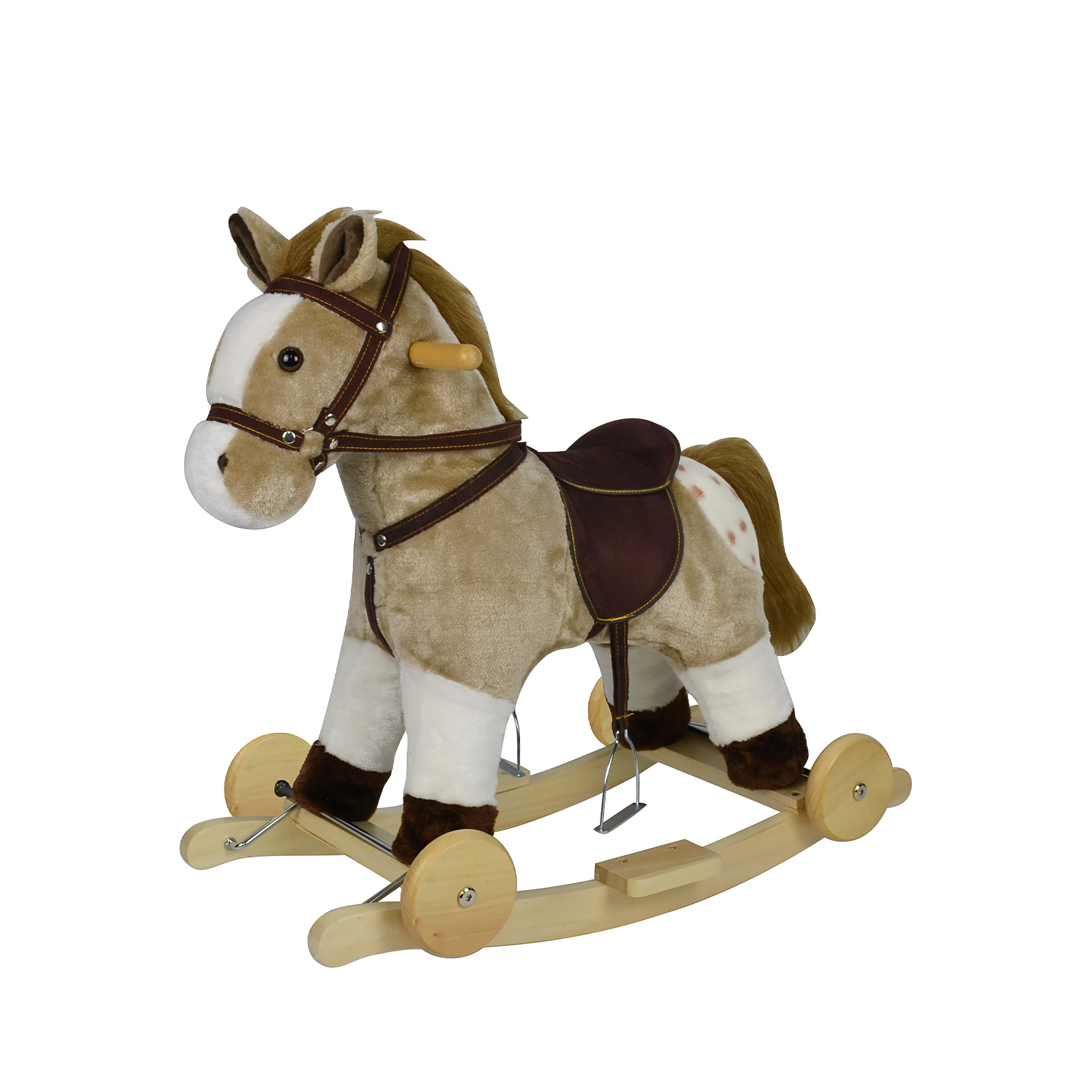 Rocking horse with wheels beige