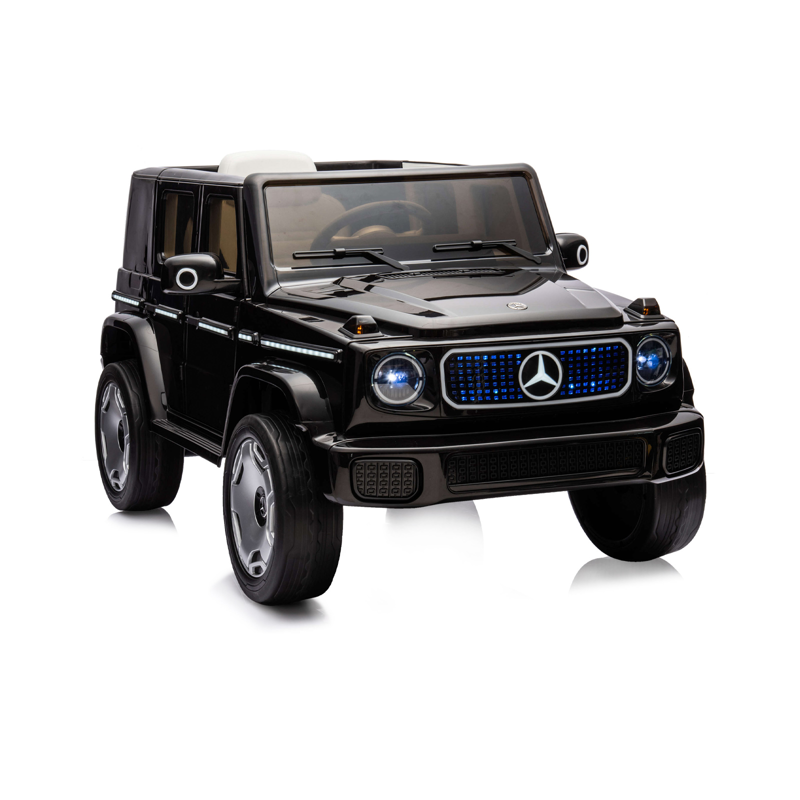 Акумулаторен джип Mercedes EQG черен EVA, кожена