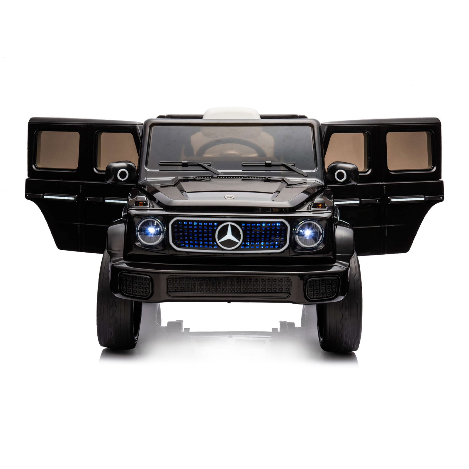 Акумулаторен джип Mercedes EQG черен EVA, кожена