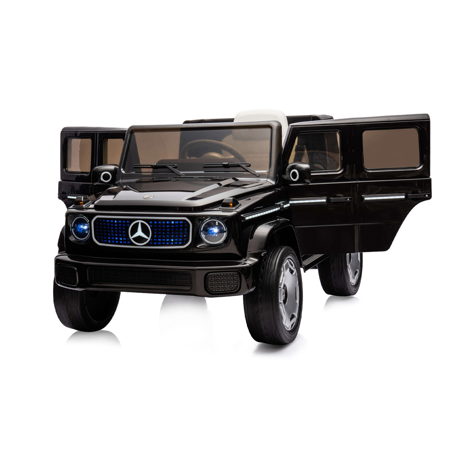 Акумулаторен джип Mercedes EQG черен EVA, кожена