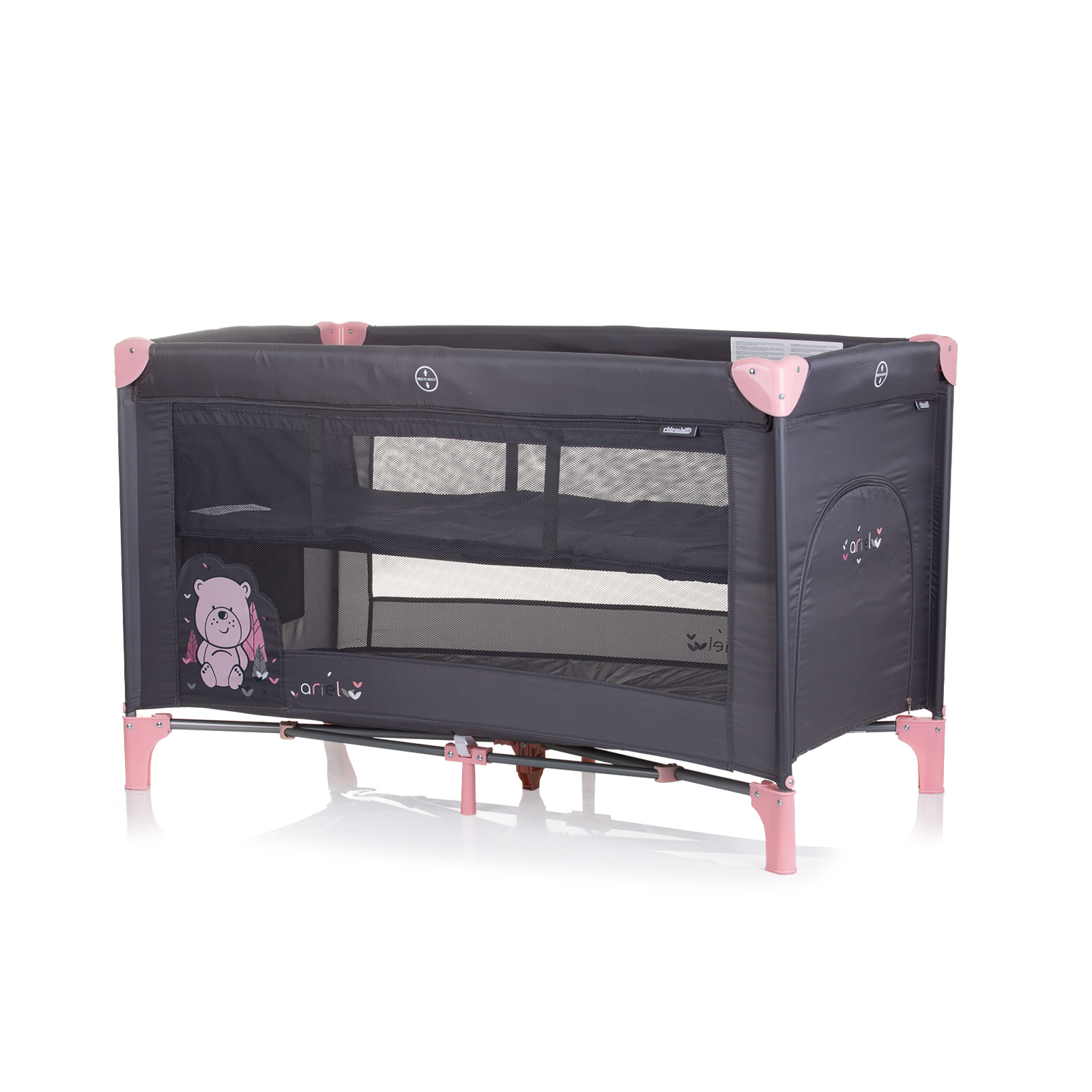 Foldable travel cot Ariel flamingo