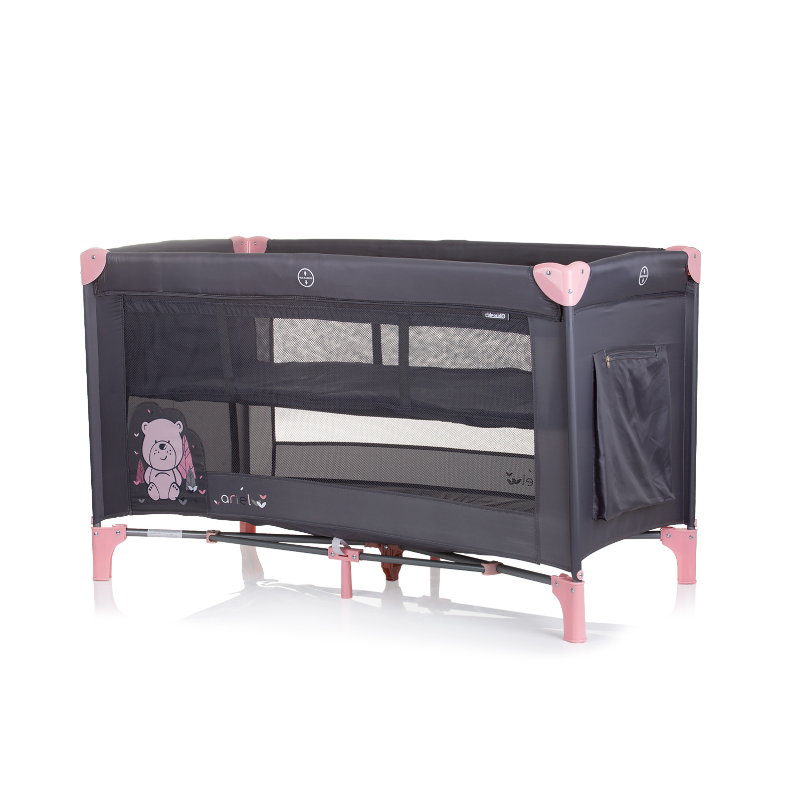 Foldable travel cot Ariel flamingo