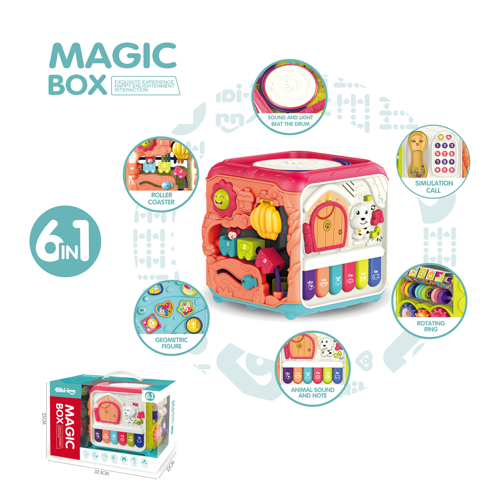 Educational Cube Sorter Piano 6 in 1