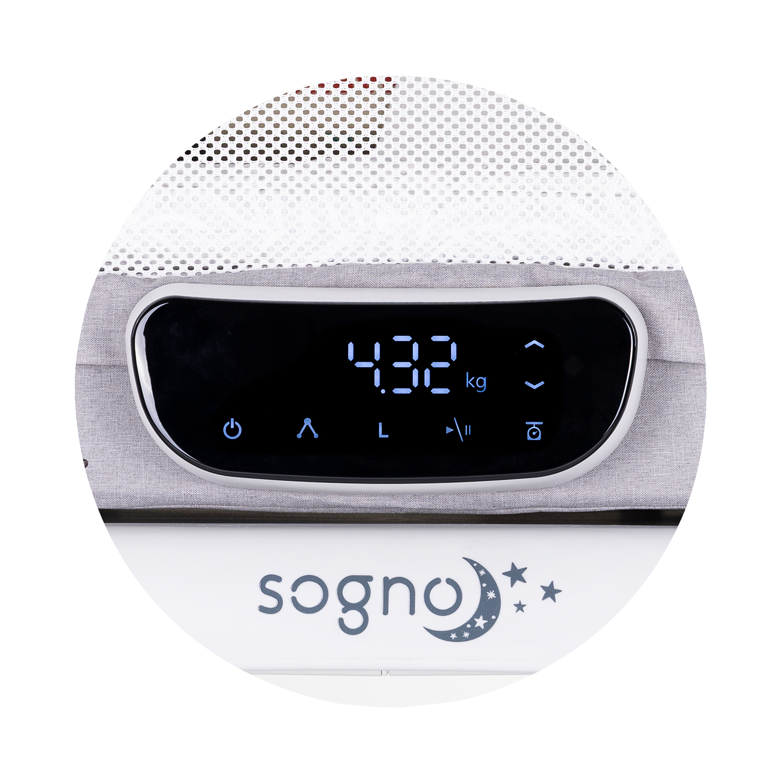 Кошара-люлка с LED дисплей Sogno сива