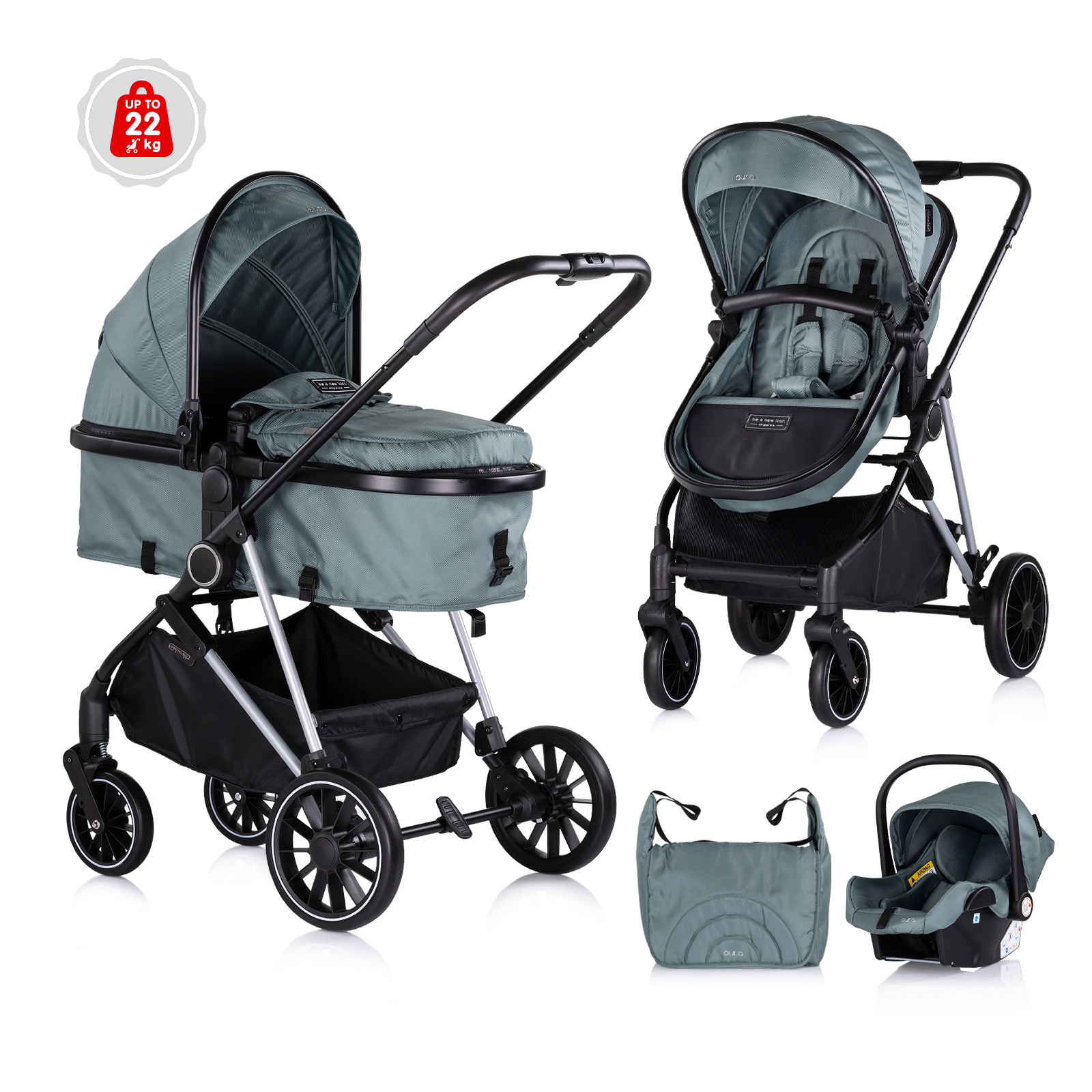 Baby stroller "Aura" basil