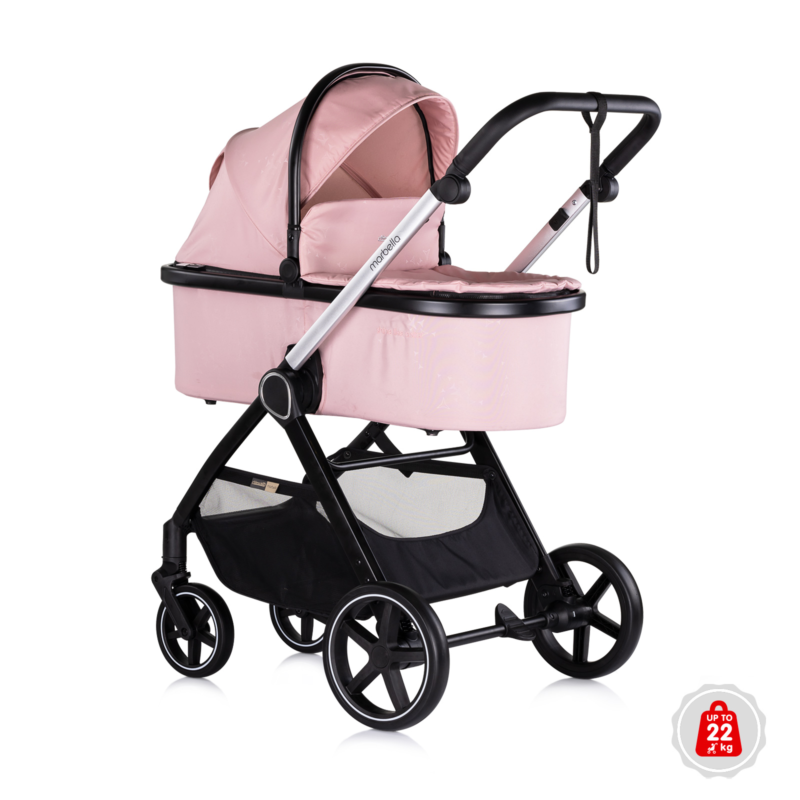 Baby stroller 3 in 1 "Marbella" pink marshmallow