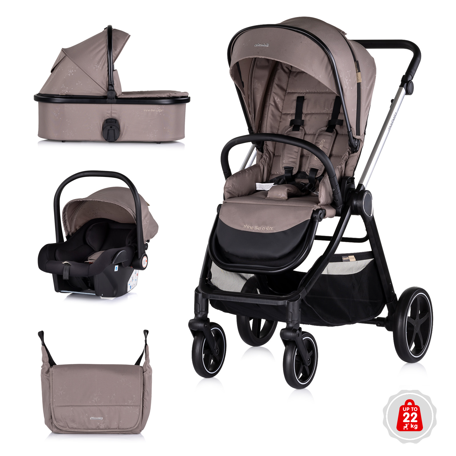 Baby stroller 3 in 1 "Marbella" tiramisu
