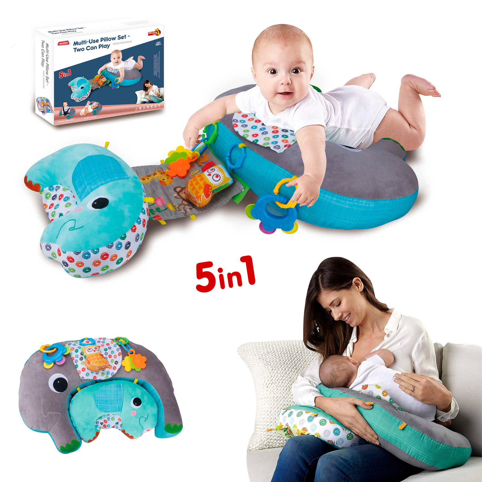 Multifunctional baby pillow 5 in 1 blue