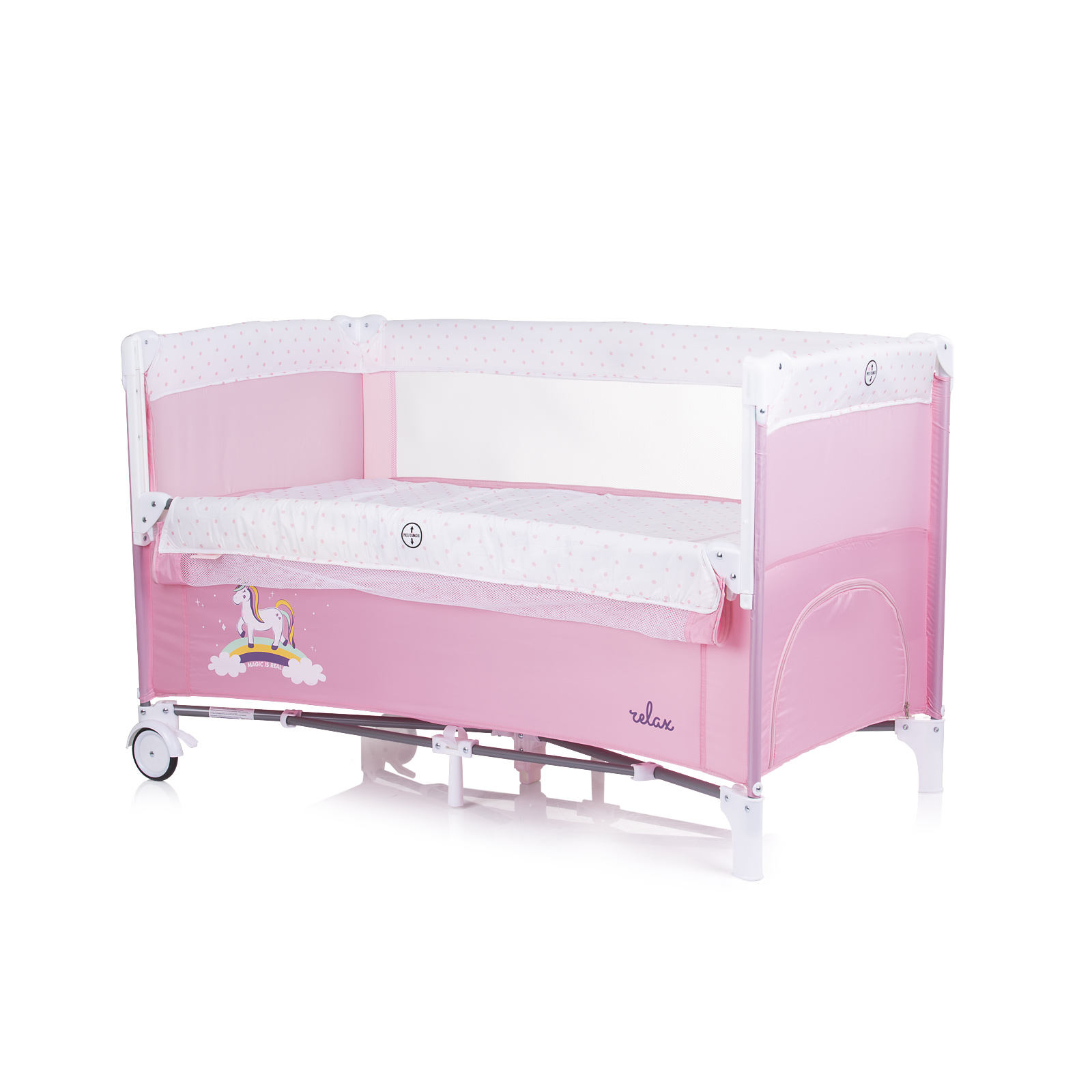 Playpen with drop side Relax pink