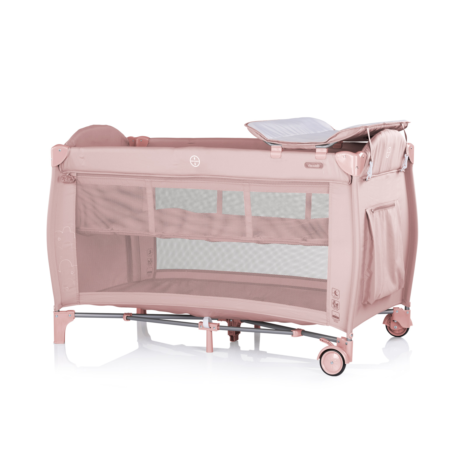 Baby portable crib White powder pink