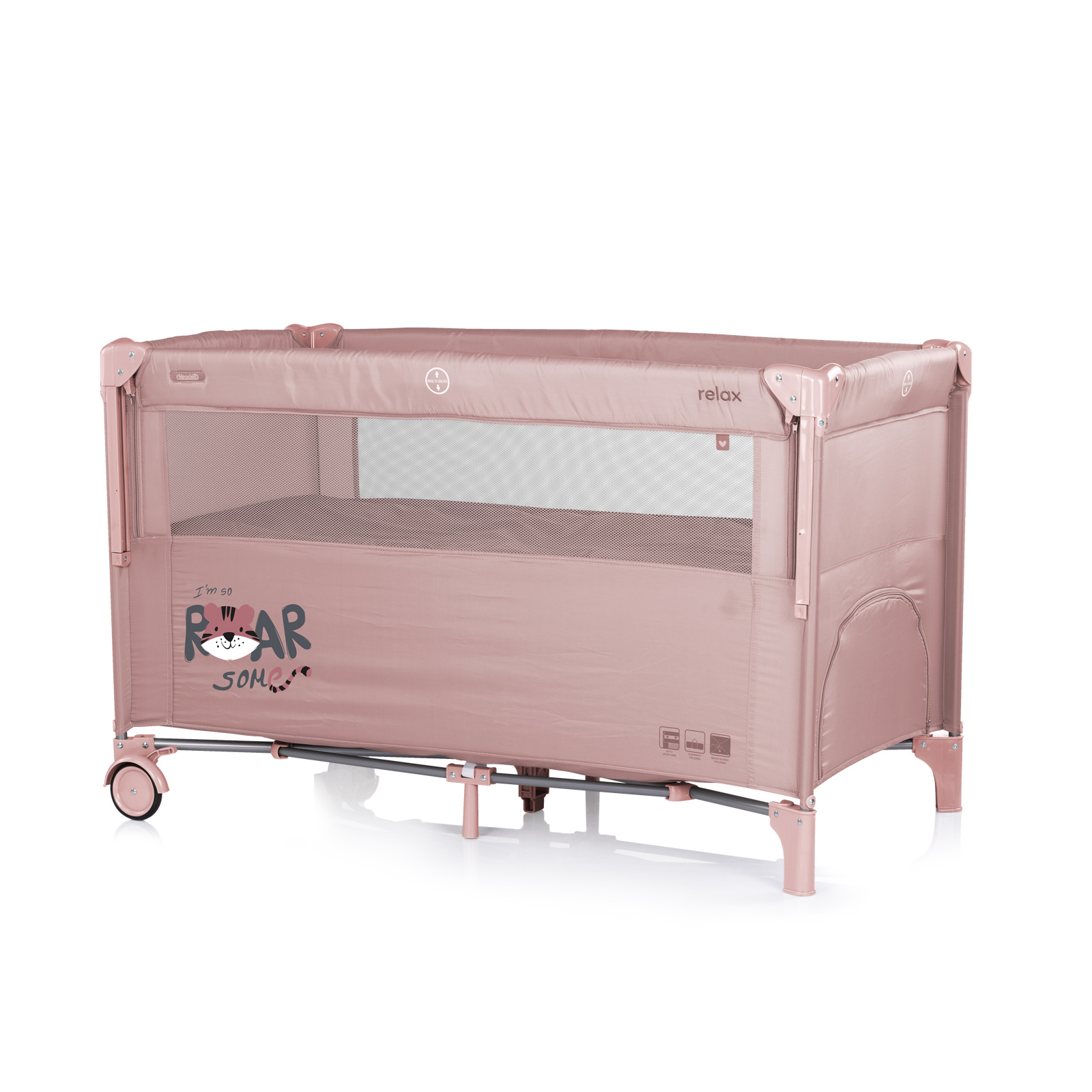 Playpen with drop side Relax Tiger pink
