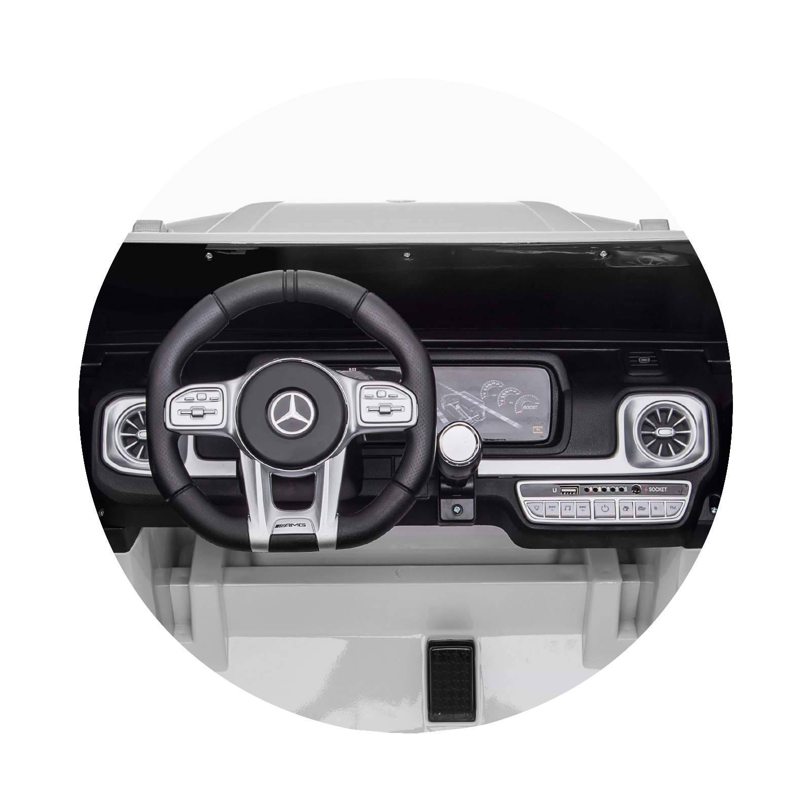 Electric SUV MERCEDES G63 for two children white EVA