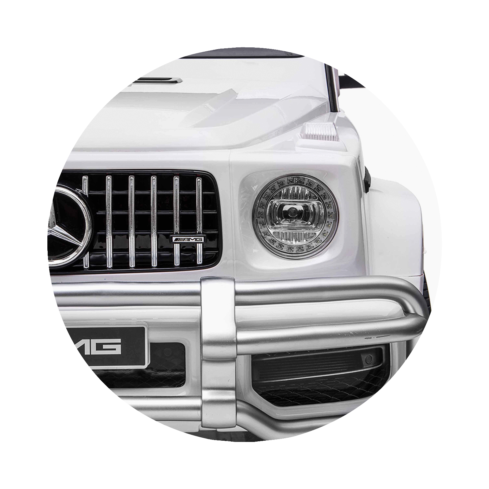 Electric SUV MERCEDES G63 for two children white EVA