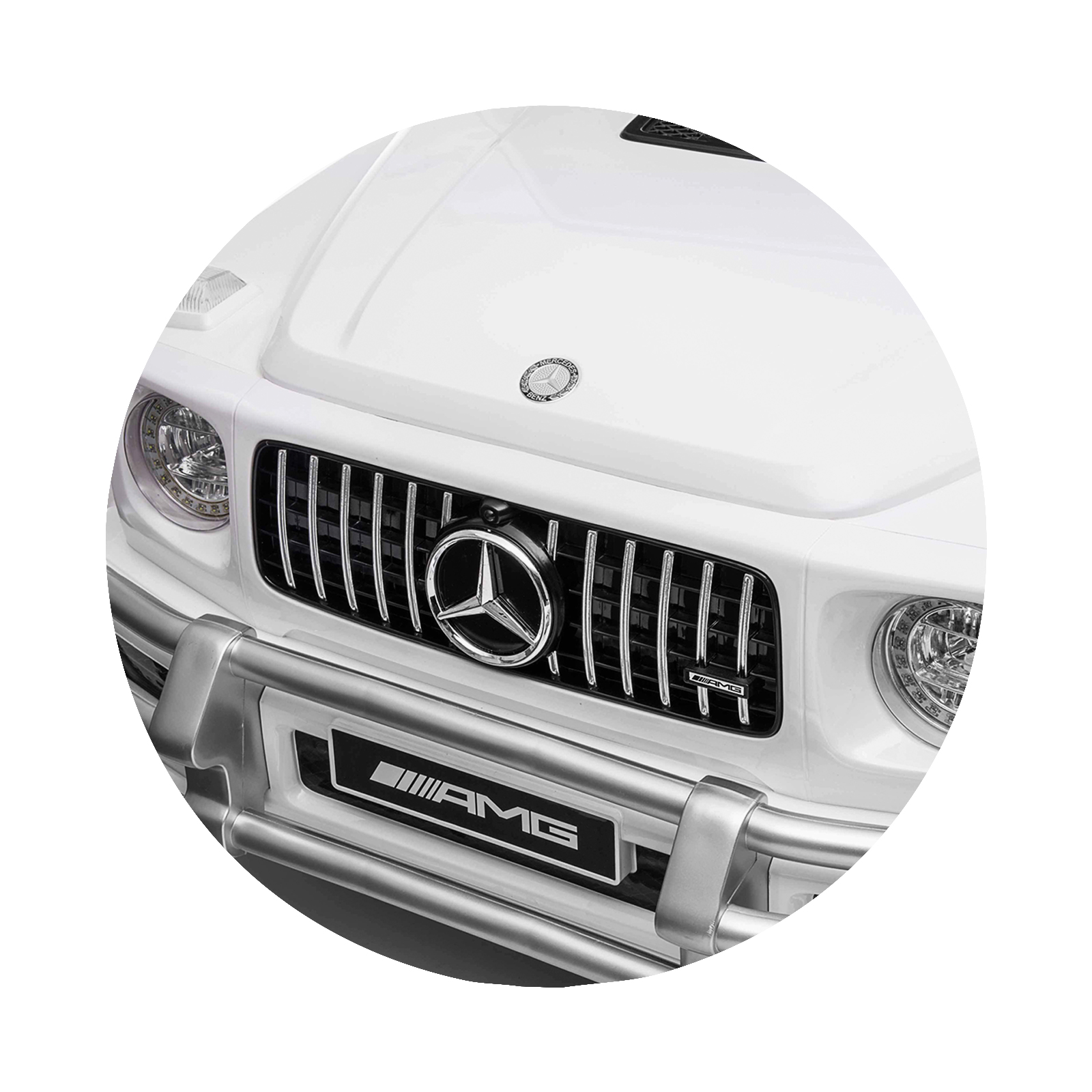 Electric SUV MERCEDES G63 for two children white EVA