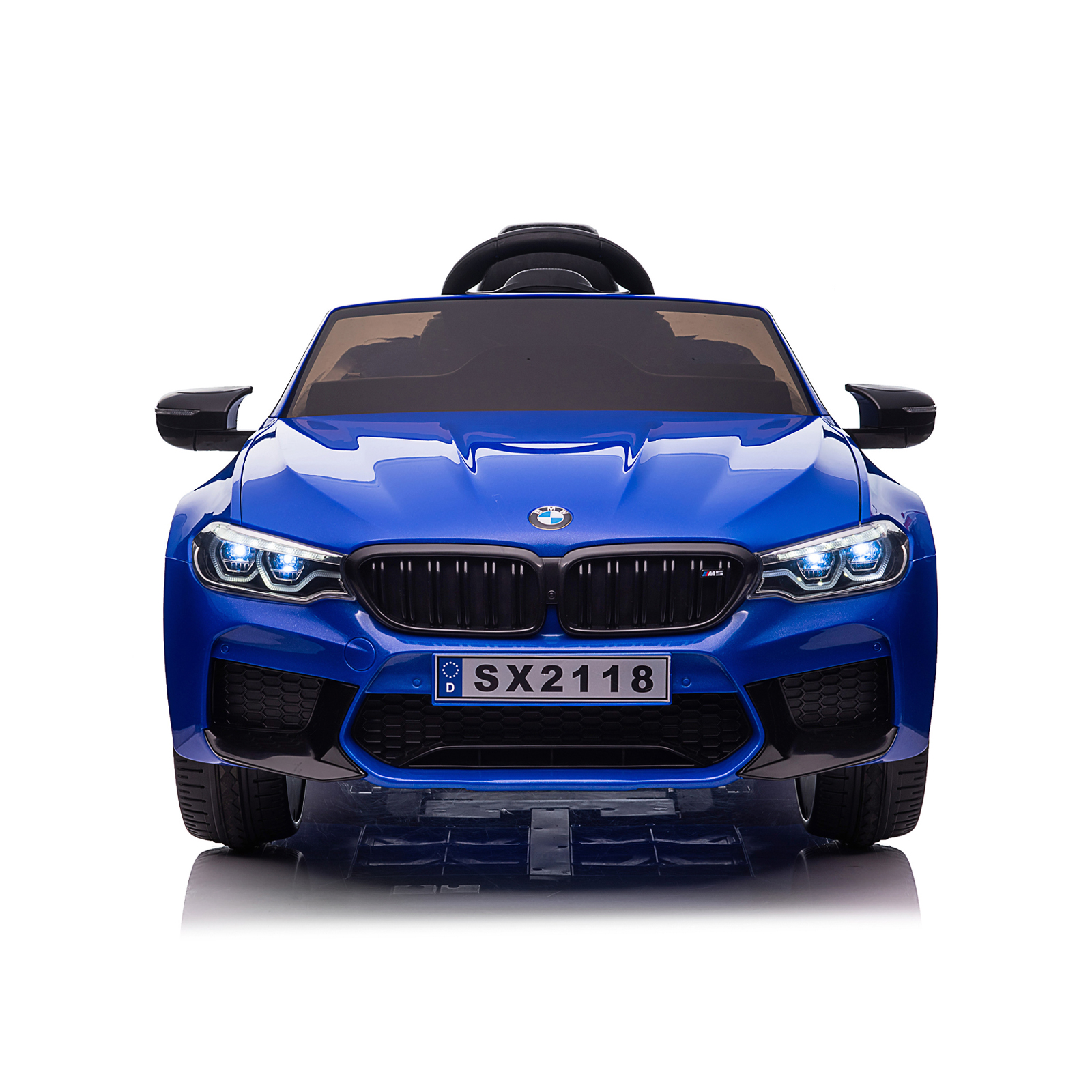 Electric car BMW M5 blue, EVA tires, leather