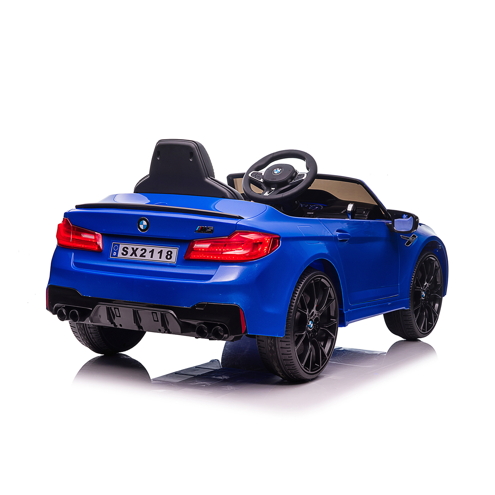 Electric car BMW M5 blue, EVA tires, leather
