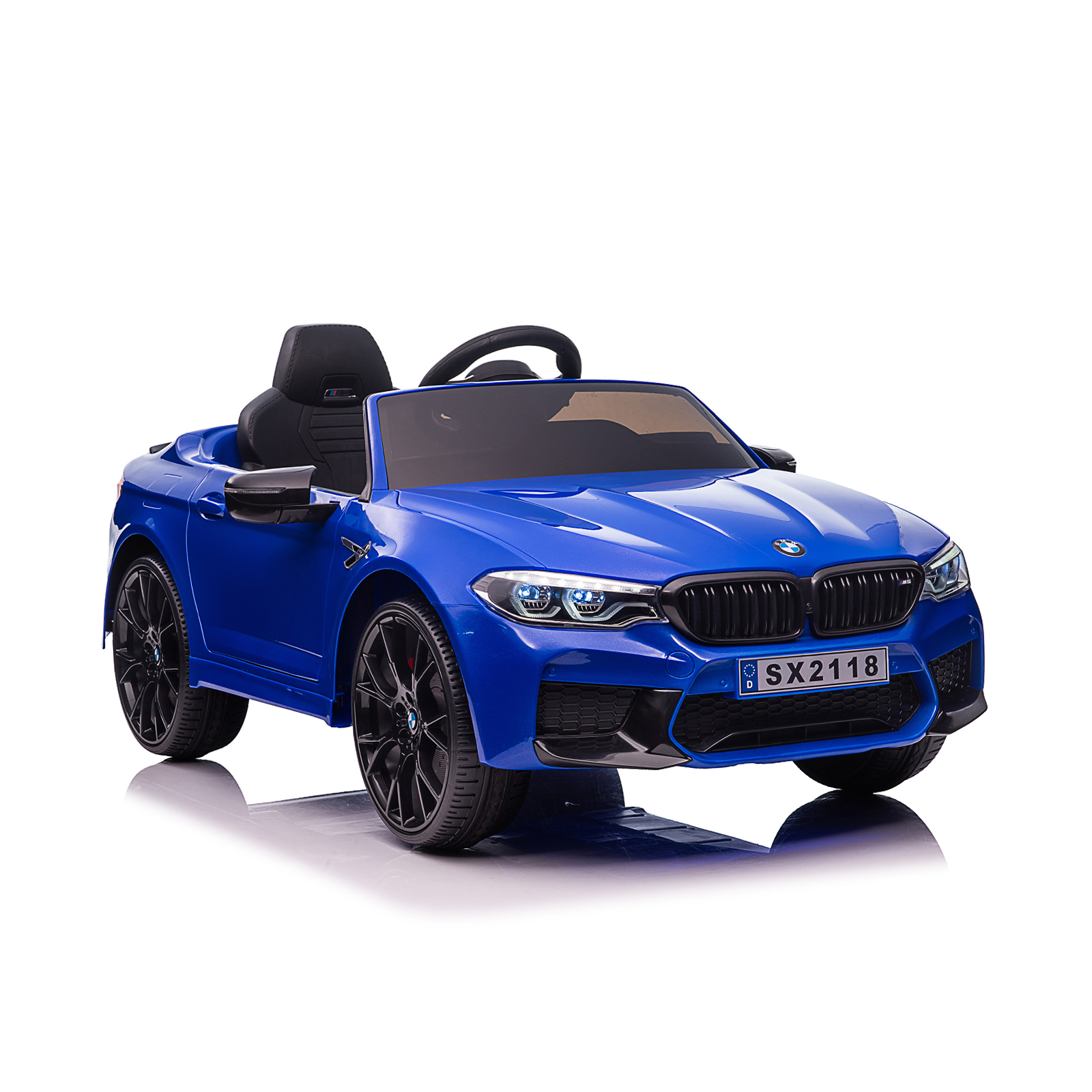 Electric car BMW M5 blue, EVA tires, leather