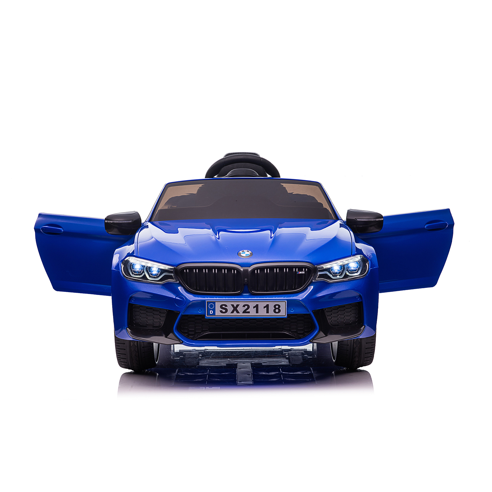 Electric car BMW M5 blue, EVA tires, leather