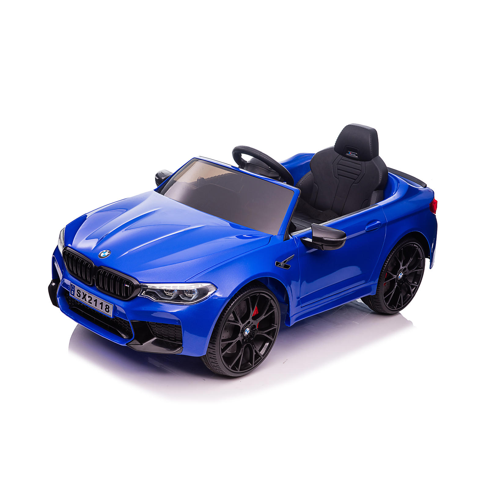 Electric car BMW M5 blue, EVA tires, leather