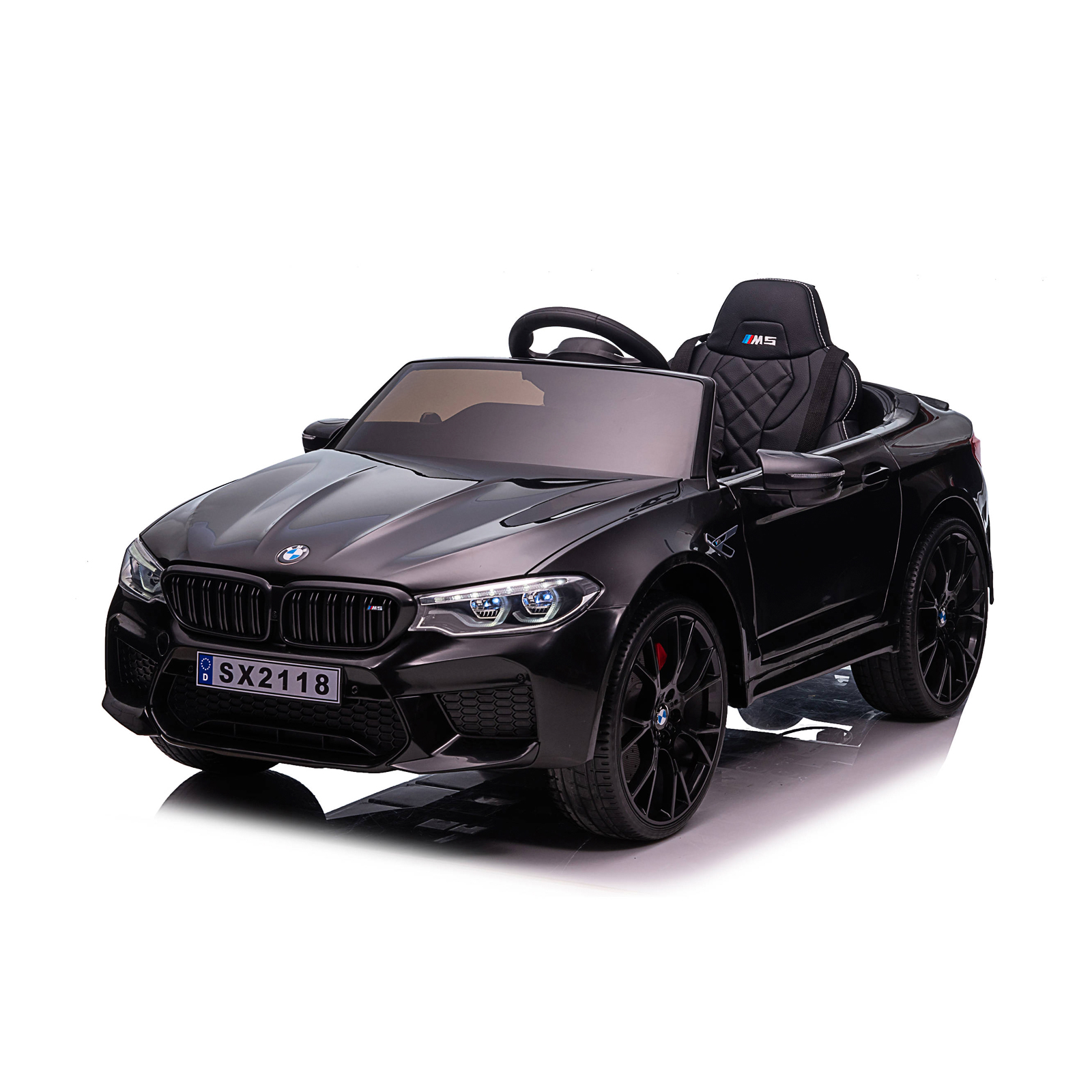 Electric car BMW M5 black, EVA tires, leather