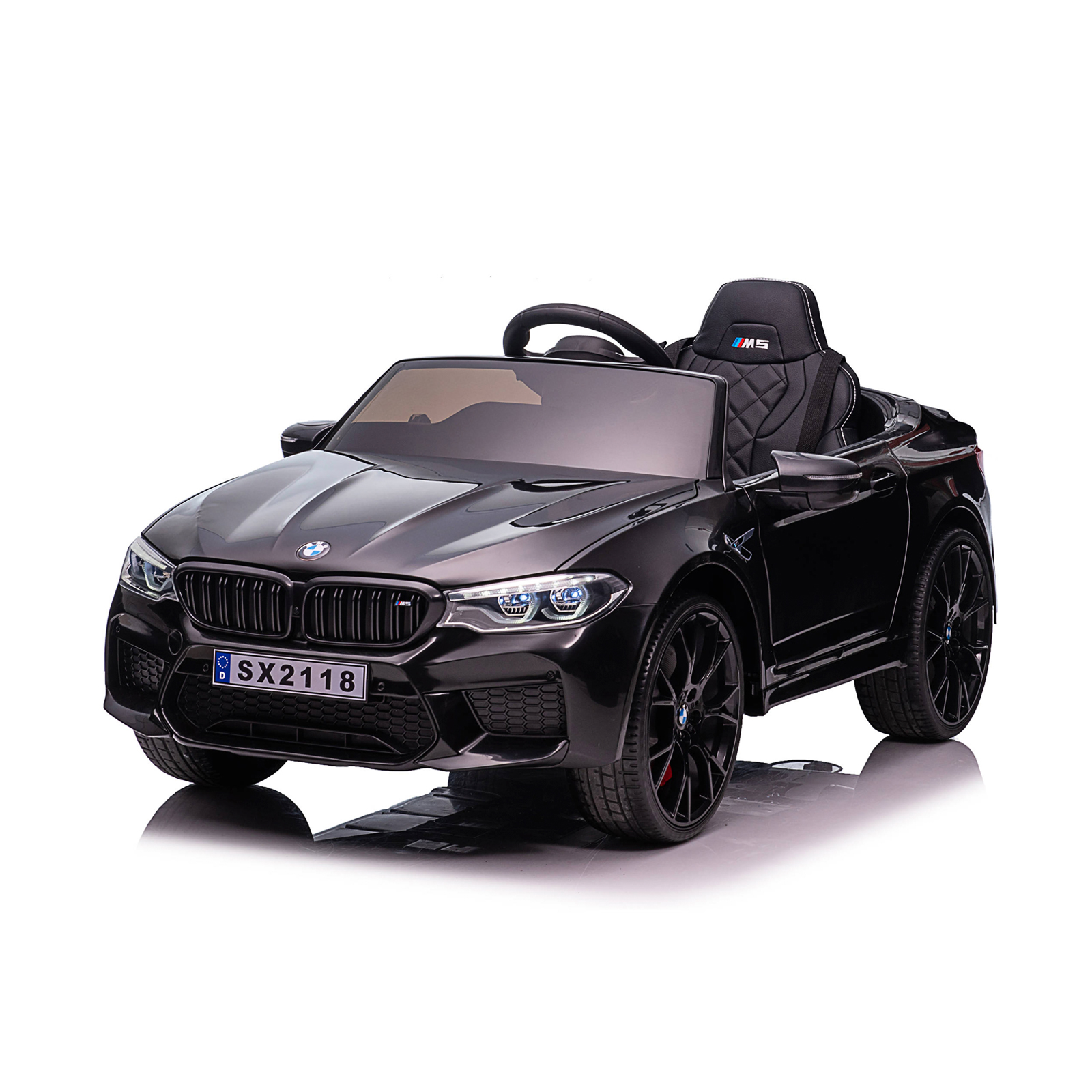 Electric car BMW M5 black, EVA tires, leather