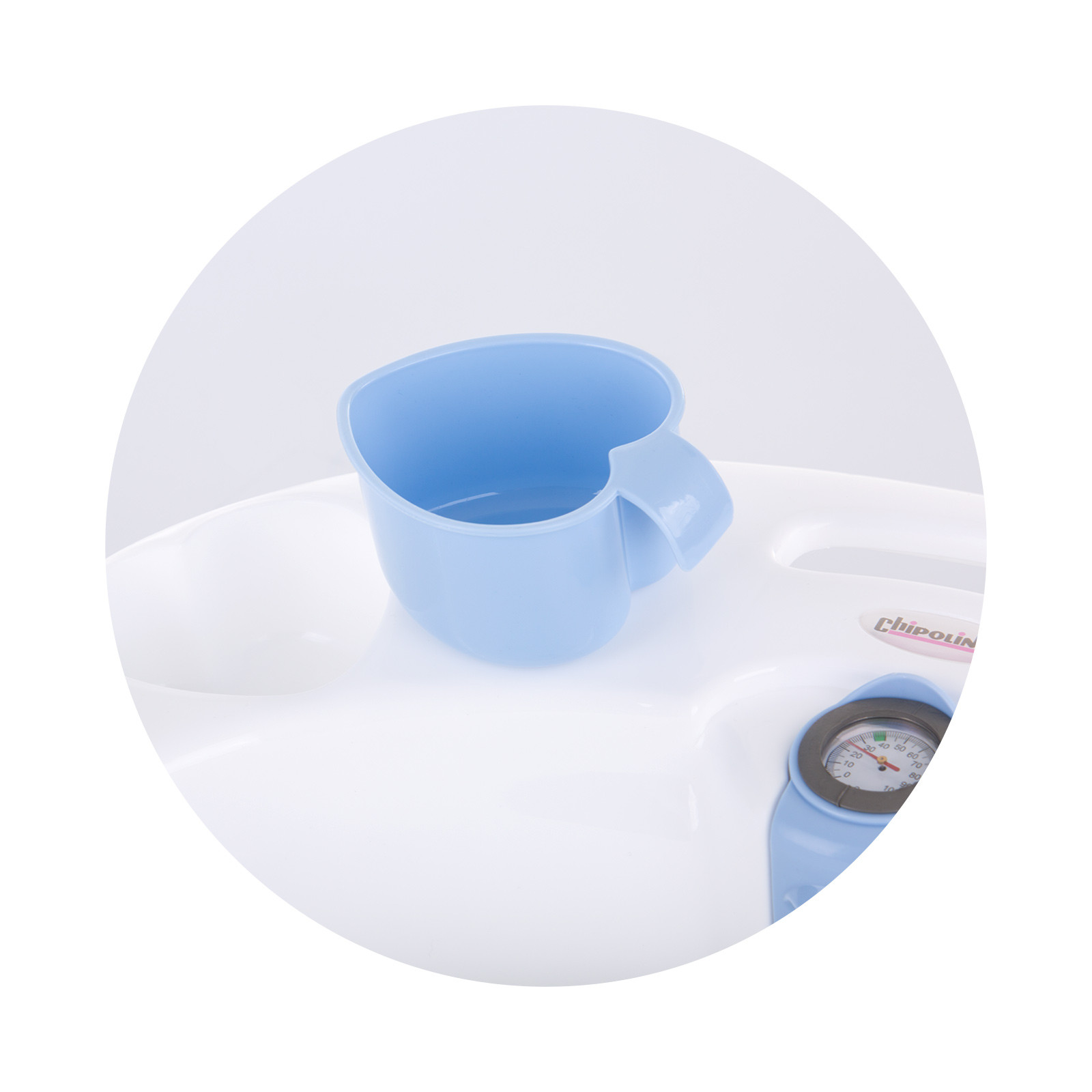 Бебешка вана с подложка и стойка Вела 87см синя