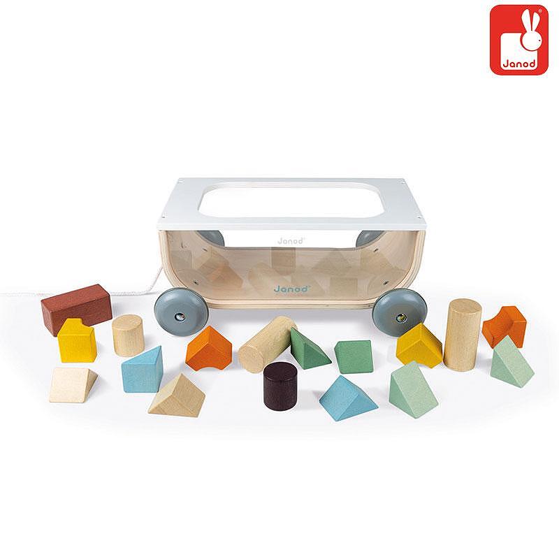Wooden pull-along cart with blocks Sweet Cocoon