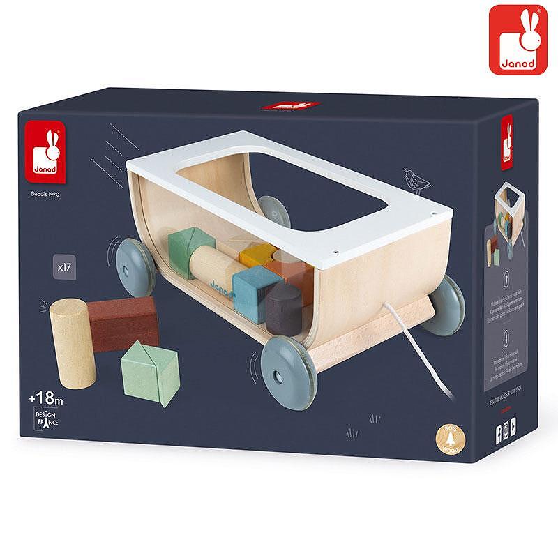 Wooden pull-along cart with blocks Sweet Cocoon