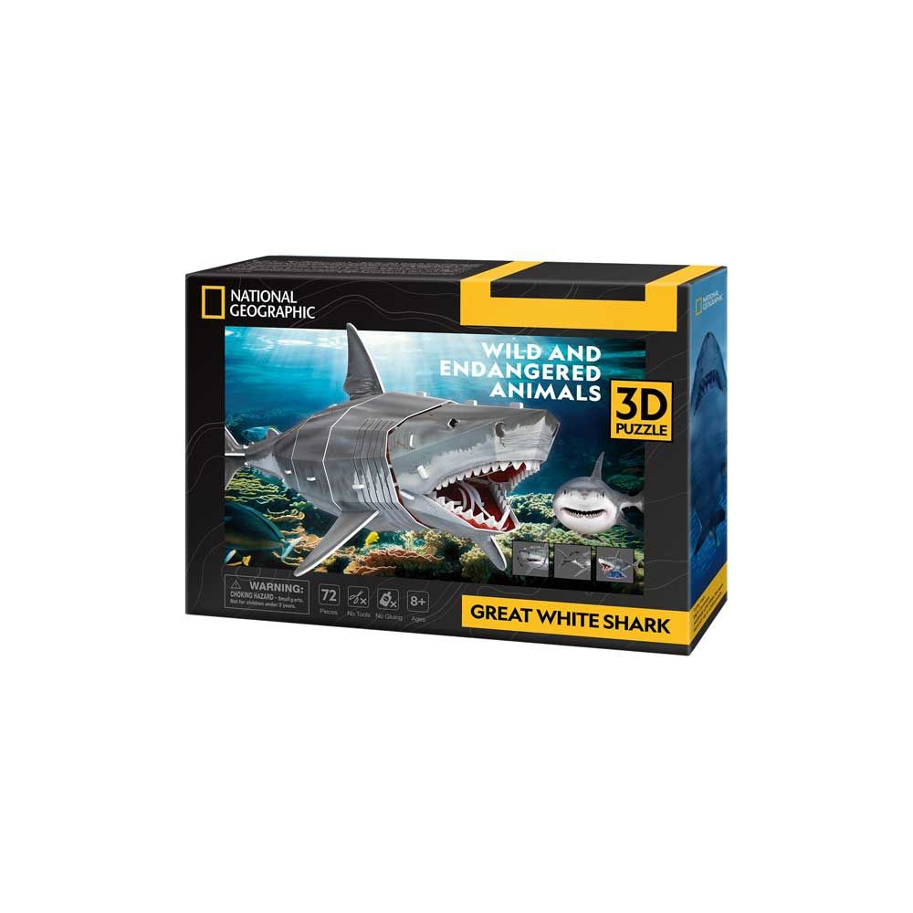 CubicFun Puzzle 3D National Geographic Great White Shark 72h.