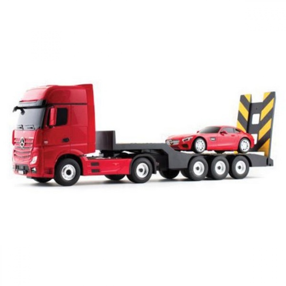 Автовоз Mercedes-Benz Actros 1:26 с кола Mercedes AMG GT с дистанционно управление 1:24