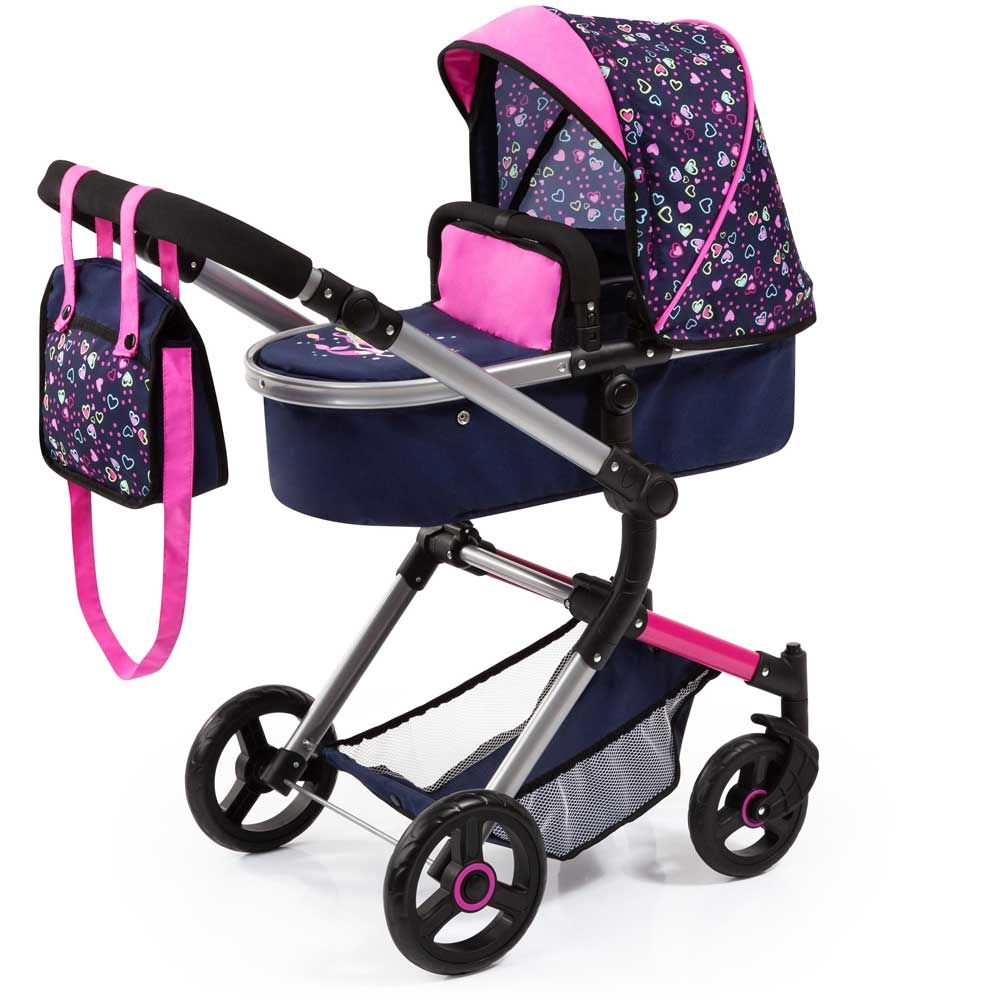 BAYER NEO VARIO doll stroller, transforming, with bag, blue-pink
