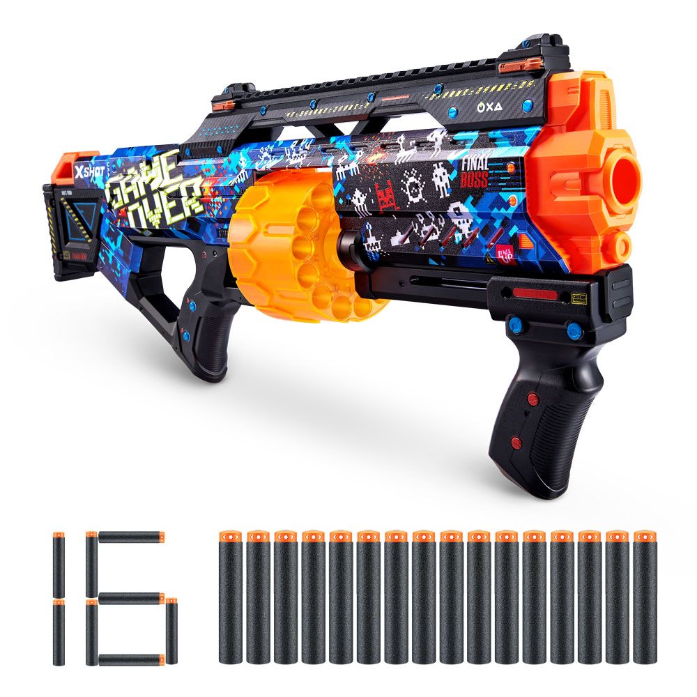 X Shot SKINS Last Stand Mega Blaster Drum with 16 Soft Arrows