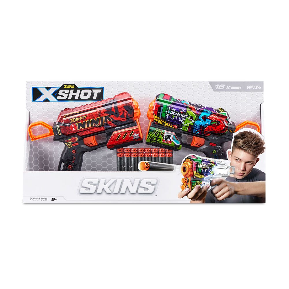 X Shot SKINS Two blasters with 16 soft Flux arrows