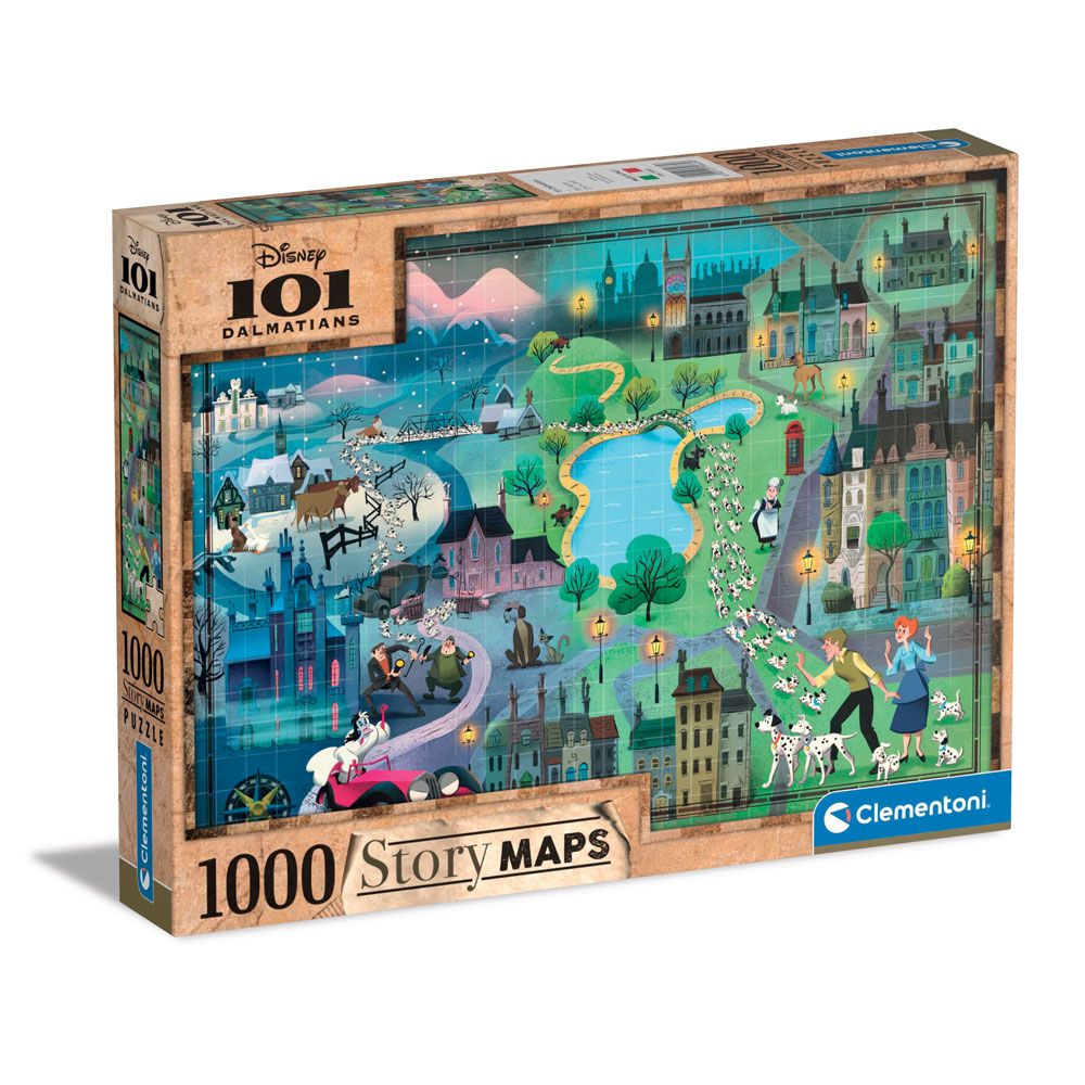 CLEMENTONI 1000h. Disney Story Maps 101 Dalmatians Puzzle