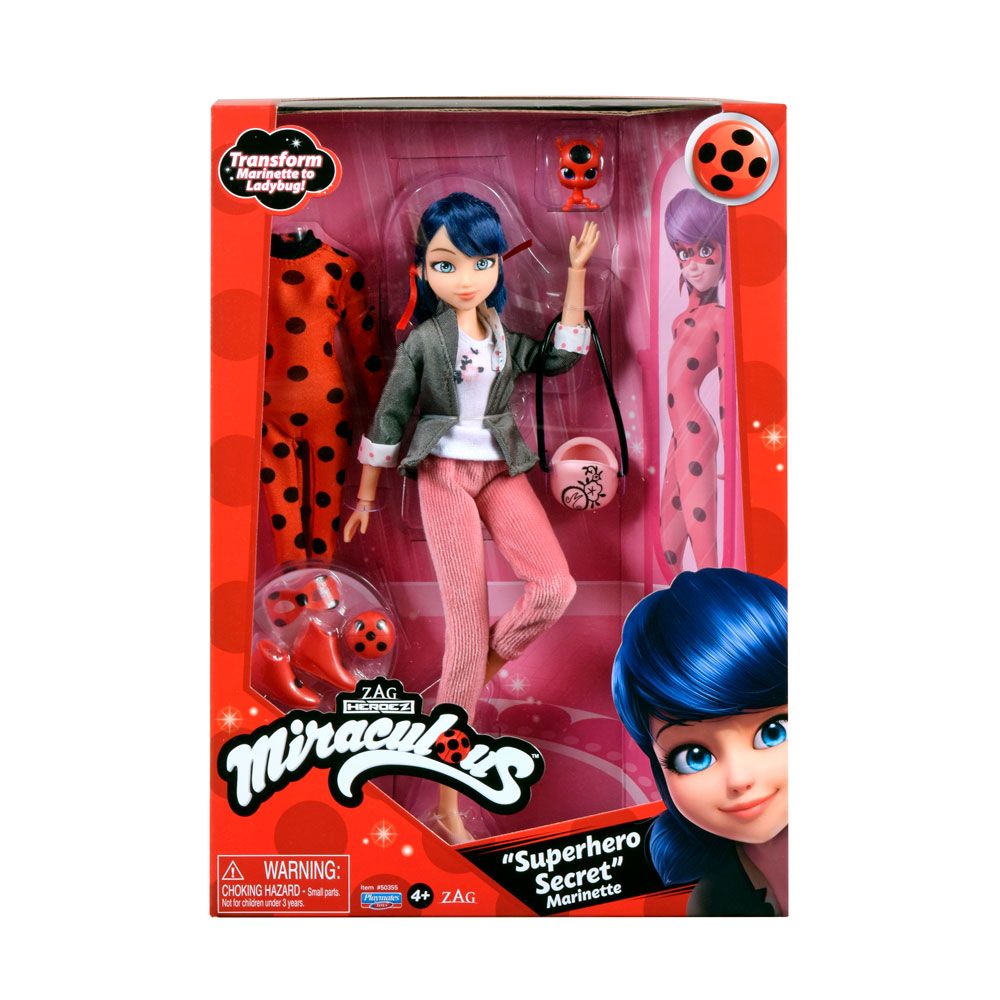MIRACULOUS Калинката и Котарака Фигура герой Маринет с костюм на Калинката и Kwami
