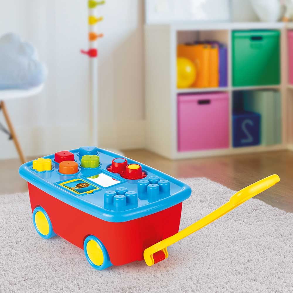 DOLU Занимателна количка сортер с форми и кубчета