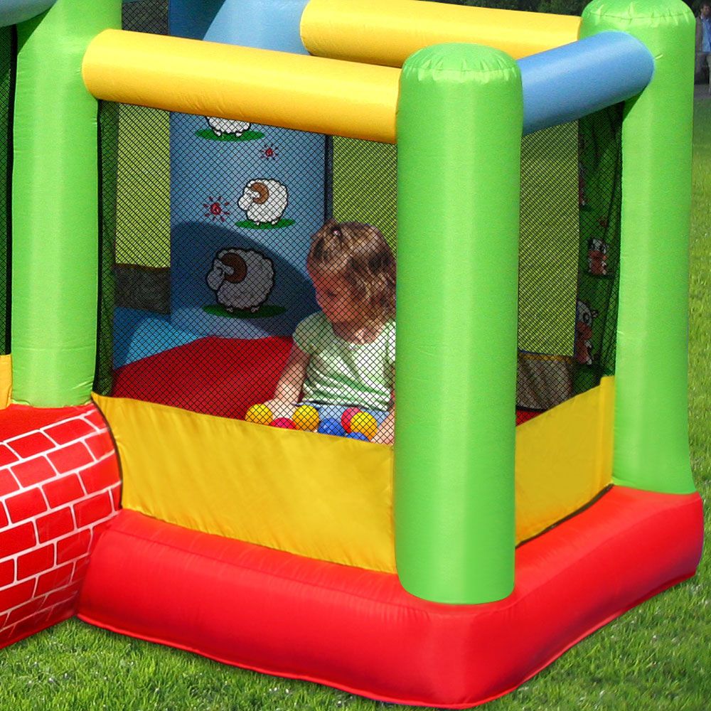 HAPPY HOP Trampoline castle with slide, balls and pump 325x300x220