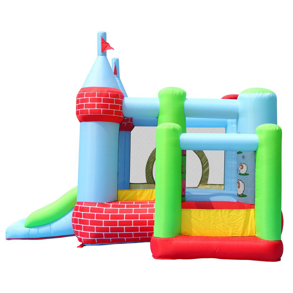 HAPPY HOP Trampoline castle with slide, balls and pump 325x300x220