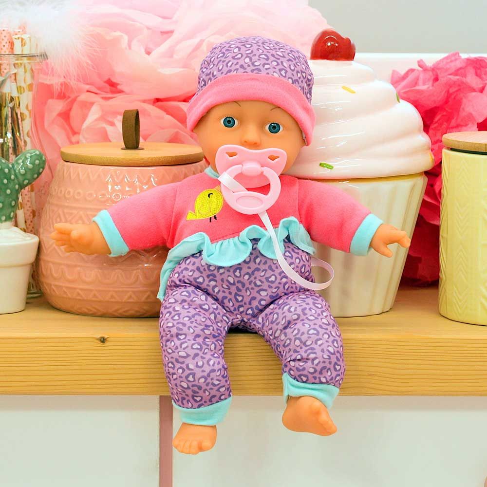 Bayer Soft body doll 30 cm. My First Baby with Leopard Hat